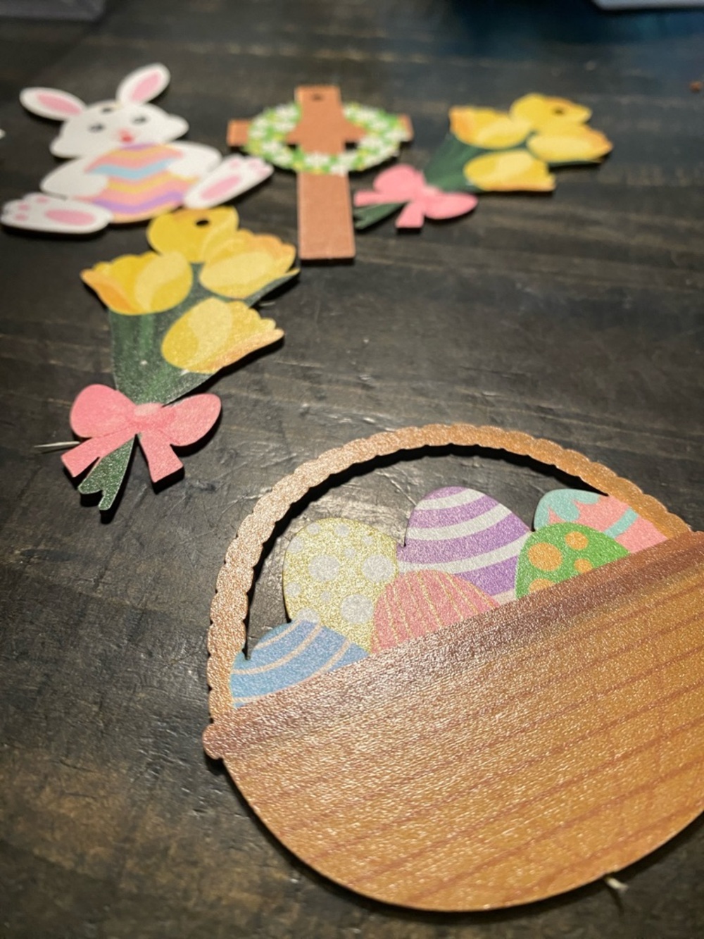 Easter Wooden Craft Shapes 29 piece Set - Bunny, Egg, Butterfly, Flower M210